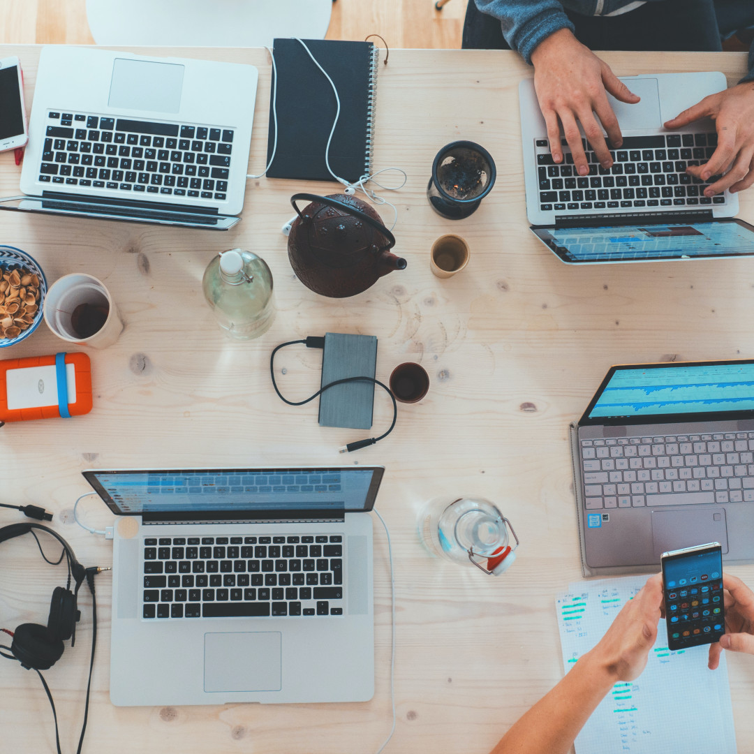 Picture of laptops on a desk